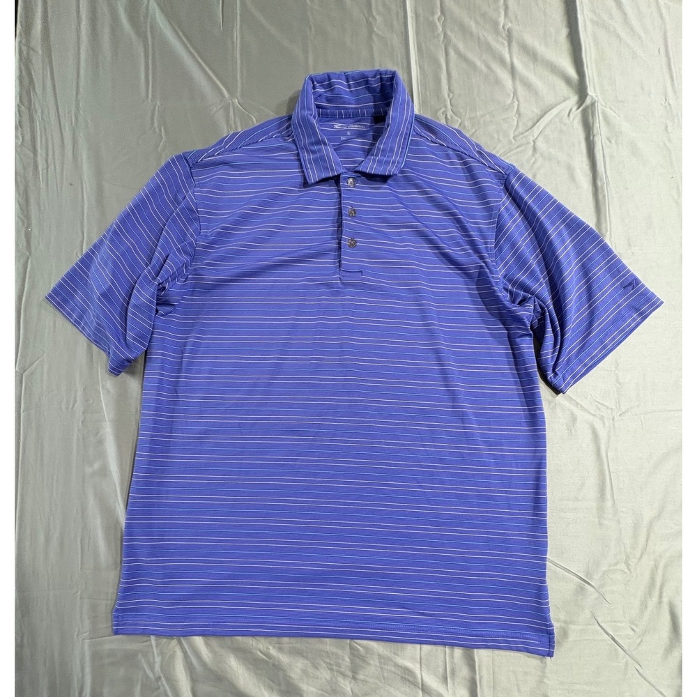 Tommy Armour Dri Logic Golf Polo Shirt Mens XL Blue Purple Striped Short Sleeve